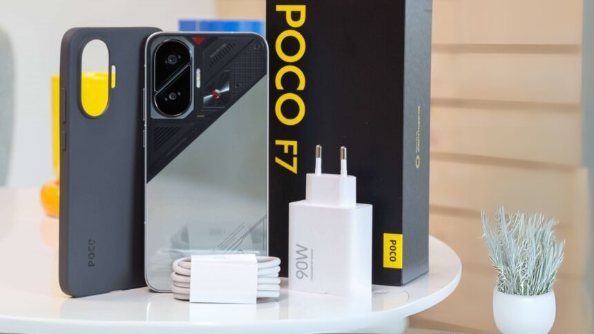 POCO F7 box with charger and cable