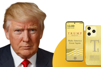 Trump mobile phone T1 with gold finish and engraved flag